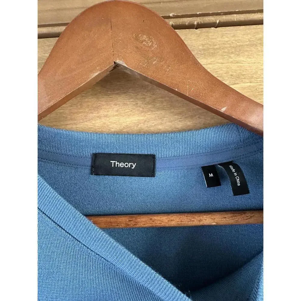 Theory Essential Long-Sleeve Tee in Anemone Modal Jersey Blue Lake Men’s Medium - Picture 6 of 12